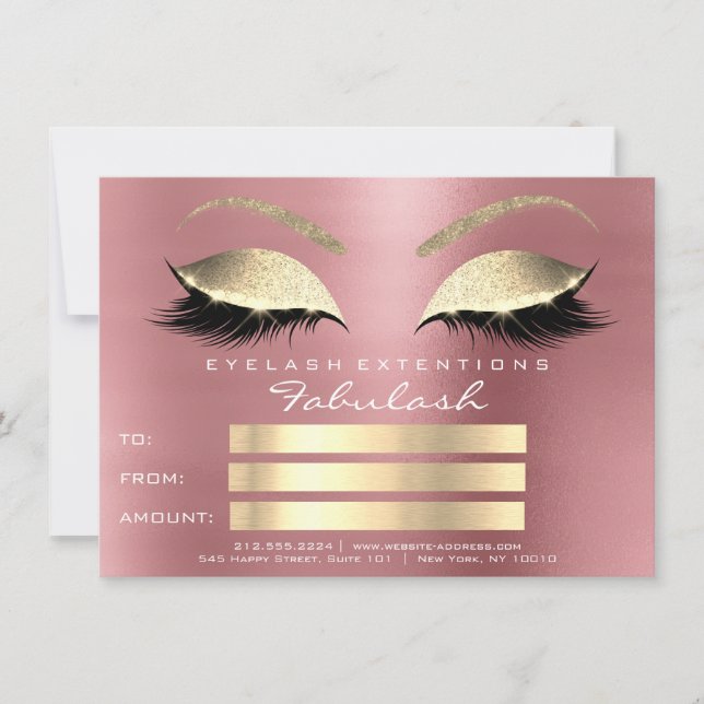 Lashes Red Bean Rose Gold Makeup Certificate Gift (Front)