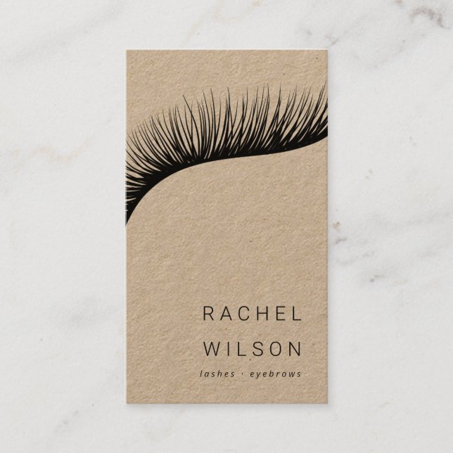 Lashes Rustic kraft makeup artist eyelash Business Card (Front)