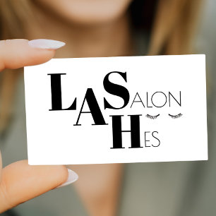 Lashes salon bold typography black white simple business card