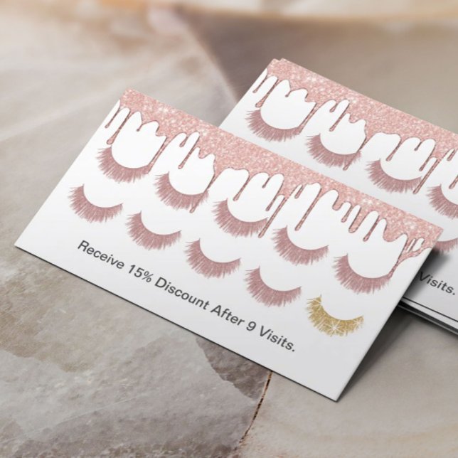 Lashes Salon Rose Gold Dripping Loyalty Card (Creator Uploaded)
