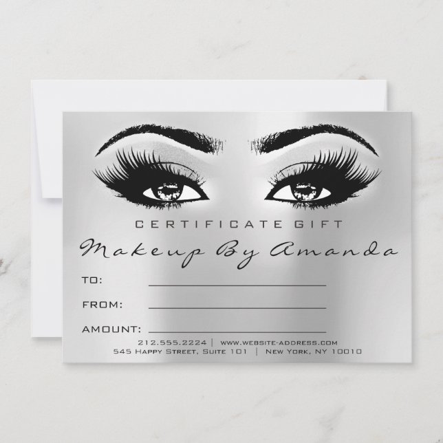 Lashes Silver Grey Makeup Artist Certificate Gift (Front)