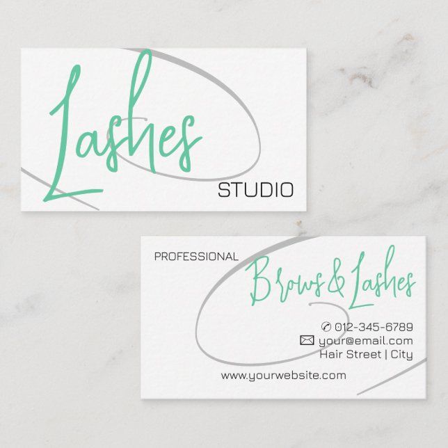 Lashes Studio Modern Classy Professional Teal Business Card (Front/Back)