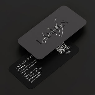 Lashes Tech Beauty Salon Elegant Signature Dark  Business Card