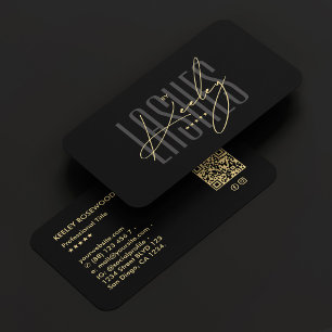 Lashes Tech Signature Makeup Artist Elegant Black  Business Card