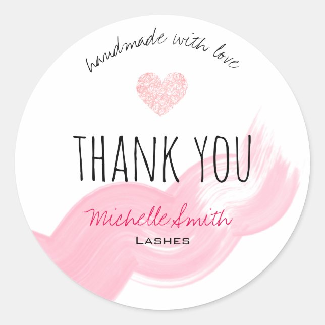 Lashes Thank You Sticker Blush Pink Watercolor  (Front)