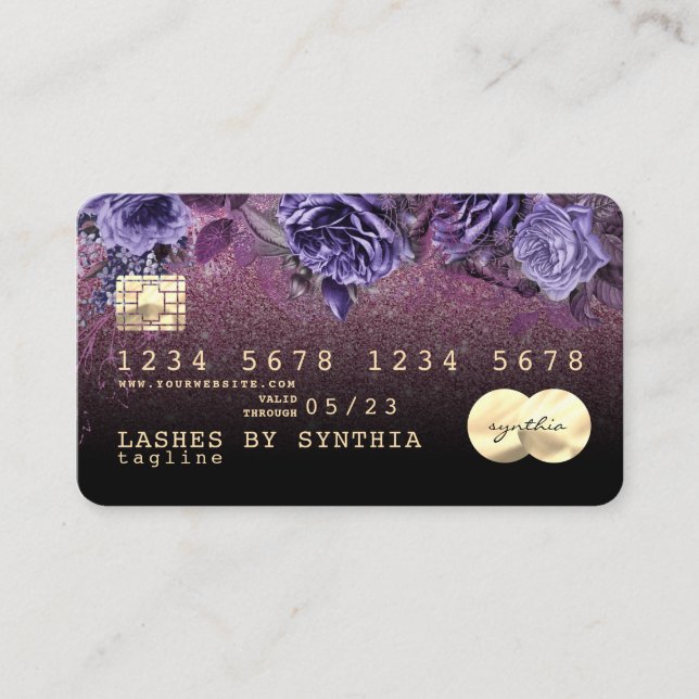Lashes trendy Floral Credit Card watercolor (Front)