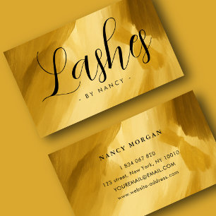 Lashes Typography Gold brush stroke  Business Card