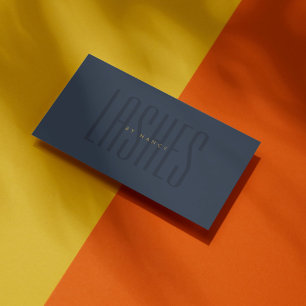 Lashes Typography Minimalist Navy Blue  Business Card