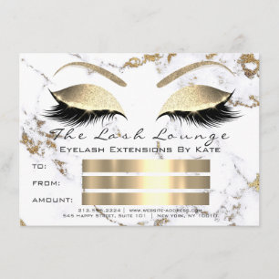 Lashes White Gold Marble Makeup Certificate Gift Invitation