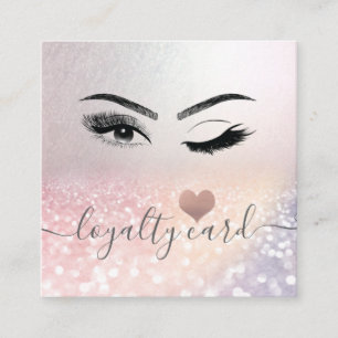 Lashes wink glittery rose gold heart loyalty card