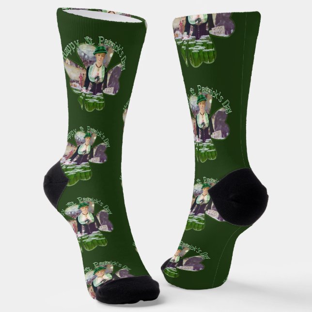 Lass Bartender St. Patrick's Day Socks (Angled)
