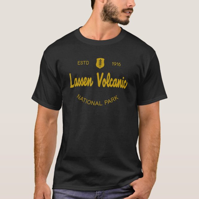 Lassen Volcanic National Park Classic Script Style T-Shirt (Front)