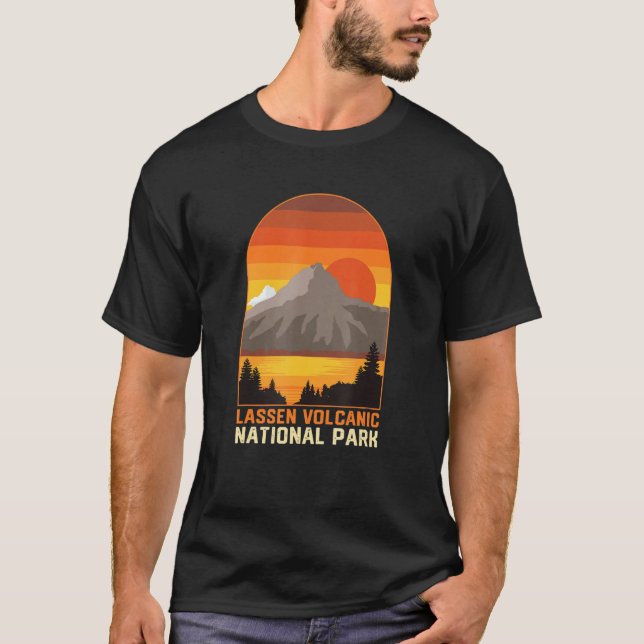 Lassen Volcanic National Park Cool Retro Style Sun T-Shirt (Front)