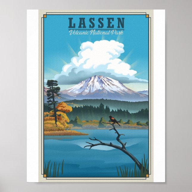 Lassen Volcanic National Park Litho Artwork Poster (Front)