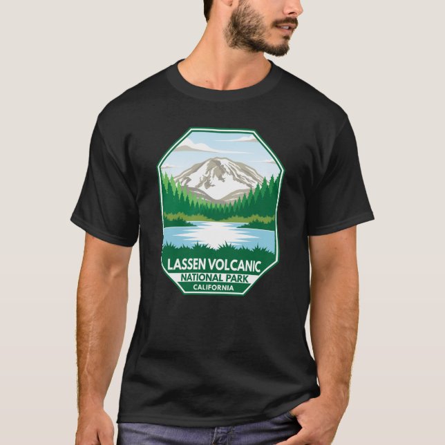 Lassen Volcanic National Park Minimal Retro Emblem T-Shirt (Front)