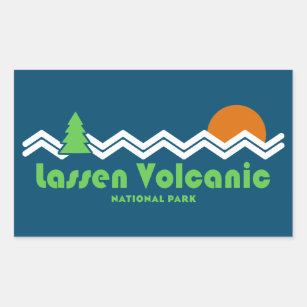 Lassen Volcanic National Park Retro Rectangular Sticker
