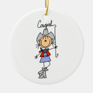 Lasso Cowgirl T-shirts and Gifts Ceramic Tree Decoration