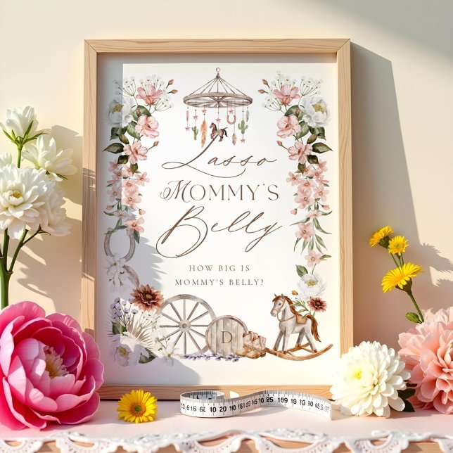 Lasso Mummy's Belly Wild Western Baby Shower Poster (Lasso Mommy's Belly Wild Western Baby Shower Poster)