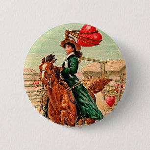 Lasso my heart Vintage Valentine 6 Cm Round Badge