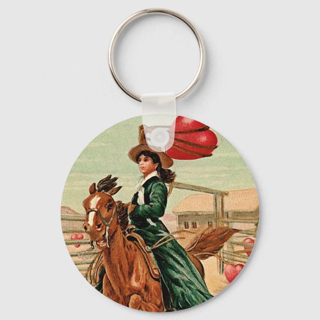 Lasso my heart Vintage Valentine Key Ring (Front)