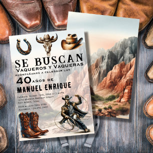 Lasso Vaquero Spanish Western Cowboy 40th Birthday Invitation