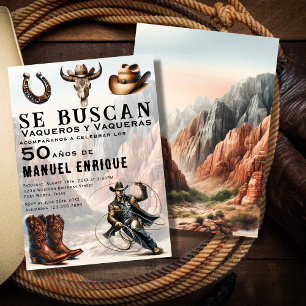 Lasso Vaquero Spanish Western Cowboy 50th Birthday Invitation