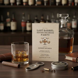 Last Barrel Before the Bride Bachelor Party Invitation