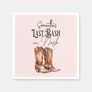 Last Bash in Nash Bachelorette Cowgirl Boots Pink Napkin