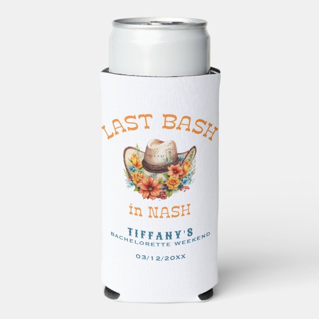 Last Bash in Nash Cowgirl Bachelorette Seltzer Can Cooler (Seltzer Front)