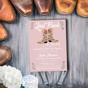 Last Bash Nash Cowgirl Boots Roses Bachelorette Invitation