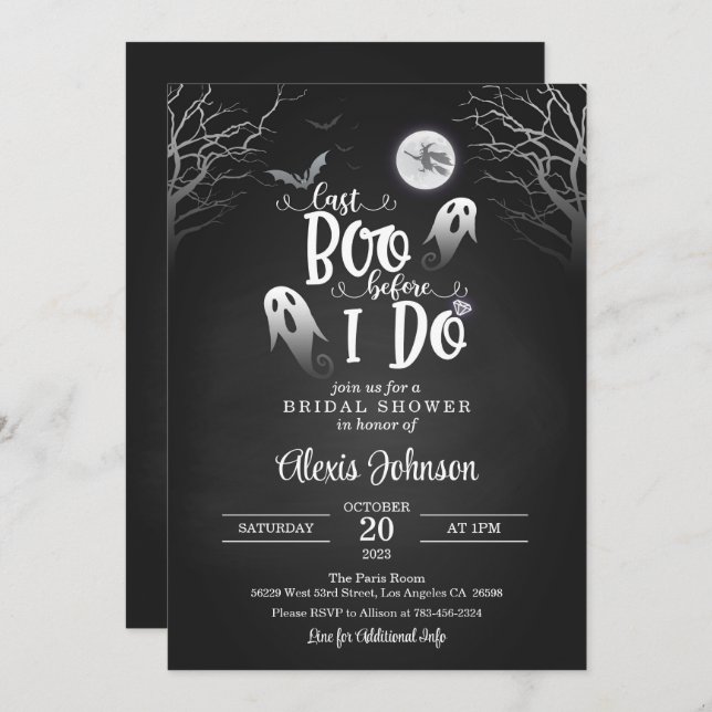 Last Boo Before I Do Bridal Shower Invitation (Front/Back)