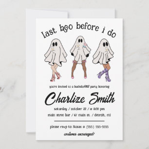 Last Boo Before I Do! Halloween Bachelorette Invitation