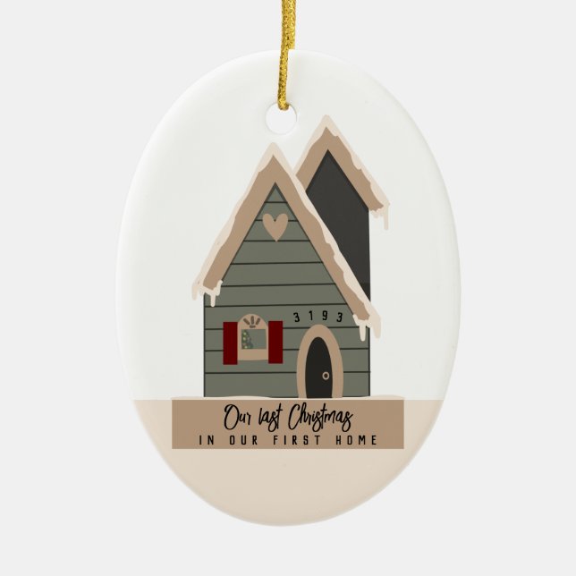 Last Christmas First Home Custom Ceramic Tree Decoration (Front)