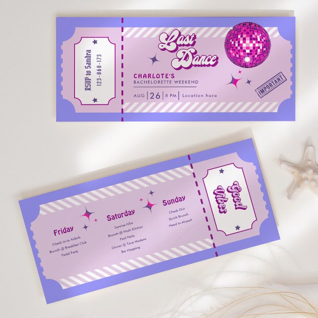 Last Dance Disco Bachelorette Weekend Invitation  (Creator Uploaded)