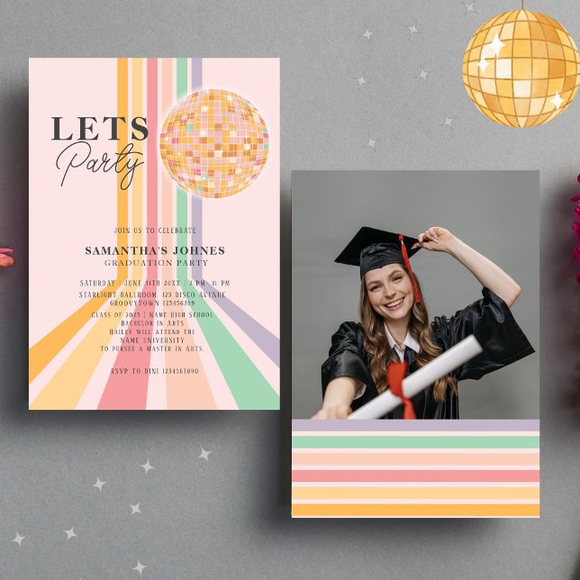Last Dance Retro Graduation Party Photo Invitation (Creator Uploaded)