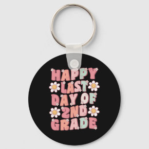 Last Day Of 2nd Grade Cute Groovy Second Grade Tea Key Ring