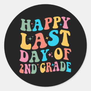 Last Day Of 2nd Grade Last Day Of School Groovy  Classic Round Sticker