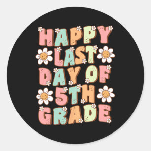 Last Day Of 5th Grade Cute Groovy Fifth Grade Teac Classic Round Sticker