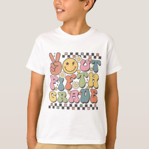 Last Day Of 5th Grade Groovy Peace Out Fifth Grade T-Shirt