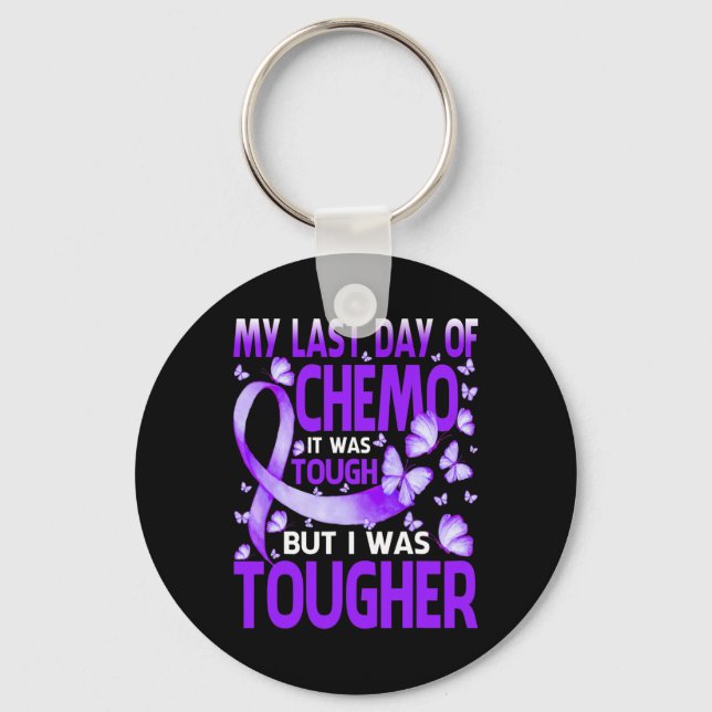 Last Day Of Day Chemo Fibromyalgia Awareness Butte Key Ring (Front)