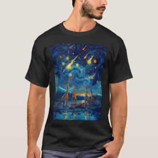 Last Day Of Dinosaur Meteor Shower Starry Night T-Shirt