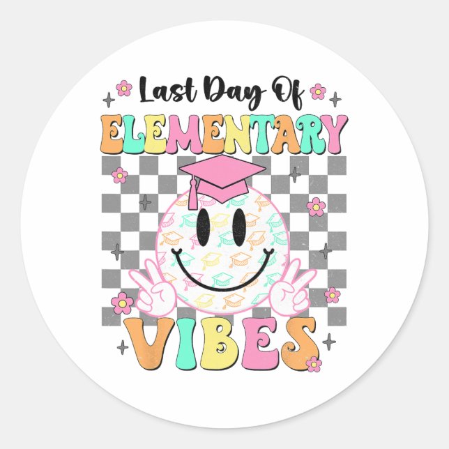 Last Day Of Elementary Graduation Girls Her  Classic Round Sticker (Front)