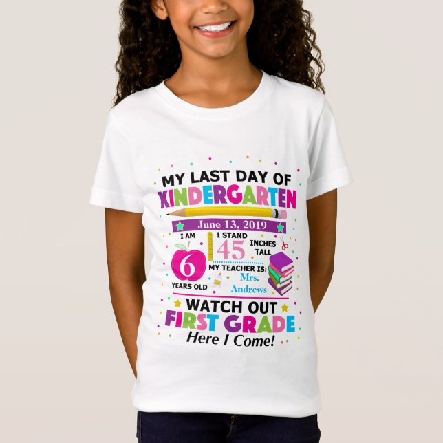 Last Day of Kindergarten School Girl Kids T-shirt (Front)