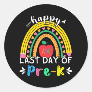 Last Day Of Pre-k Kindergarten Rainbow Teacher Stu Classic Round Sticker