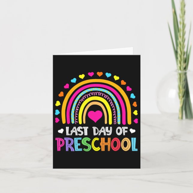 Last Day Of Preschool School Rainbow Graduation Te Card (Front)