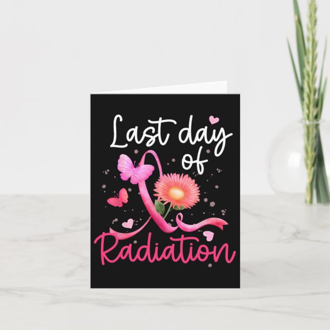 Last Day Of Radiation Floral Heart Breast Cancer S Card (Front)