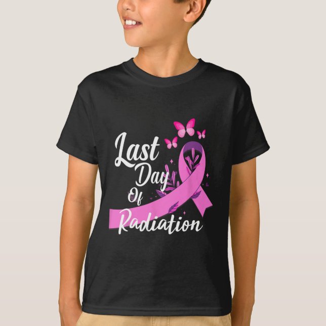 Last Day Of Radiation Treatment Breast Cancer Awar T-Shirt (Front)