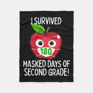 Last Day Of School 180 Masked Days Of Second Grade Fleece Blanket