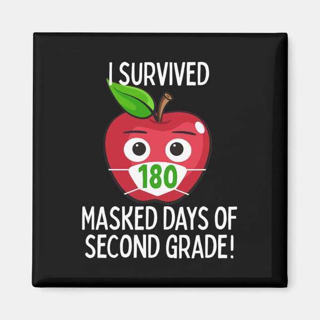 Last Day Of School 180 Masked Days Of Second Grade Magnet (Front)