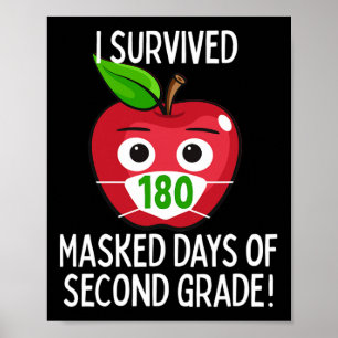 Last Day Of School 180 Masked Days Of Second Grade Poster